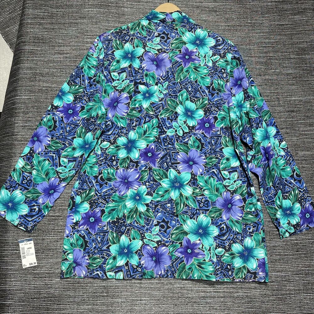 Ship N Shore Vintage Blazer Women's L Blue Green Single Button Made in USA - Picture 9 of 13